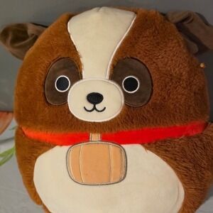 Squishmallows Fuzz-A-Mallows Bernie the St Bernard Dog Brown White Plush 12 inch